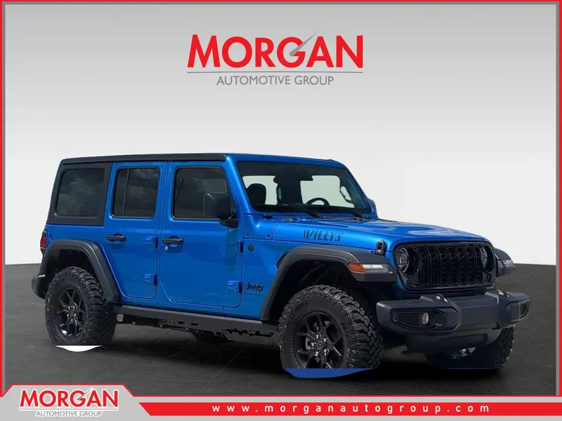 2026 Jeep Wrangler Willys in Blue — front three-quarter view