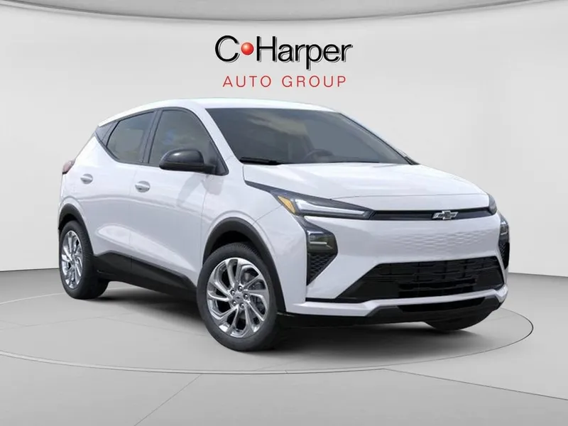 2027 Chevrolet Bolt LT in Summit White — front three-quarter view