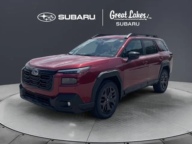 2026 Subaru OUTBACK Limited XT in Crimson Red Pearl — front three-quarter view