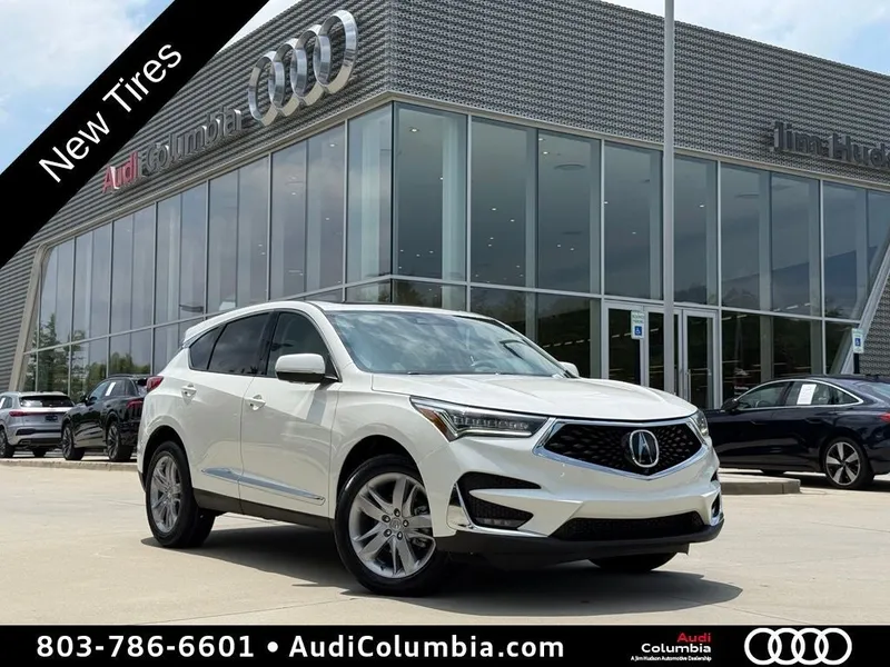 2019 Acura RDX Advance Package in White Diamond Pearl — front three-quarter view