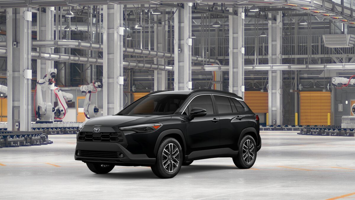 2026 Toyota Corolla Cross XLE in Jet Black — front three-quarter view