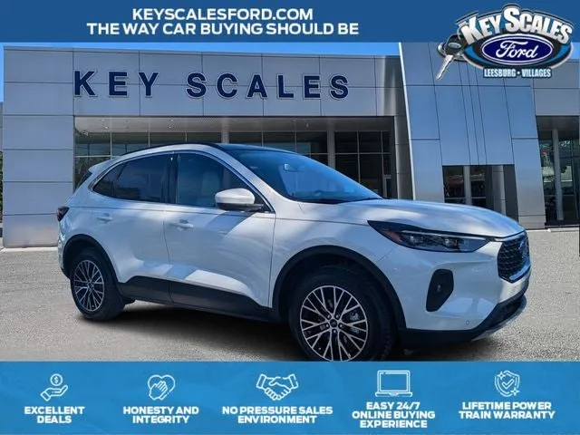 2025 Ford Escape Plug-In Hybrid Base in White Metallic — front three-quarter view