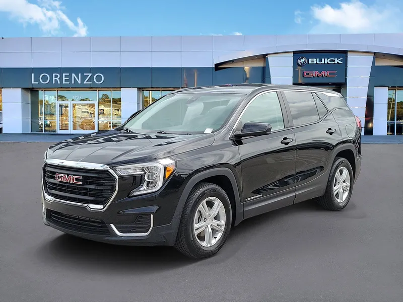 2024 GMC Terrain SLE in Ebony Twilight Metallic — front three-quarter view