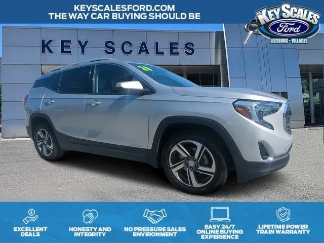 2020 GMC Terrain SLT in Quicksilver Metallic — front three-quarter view