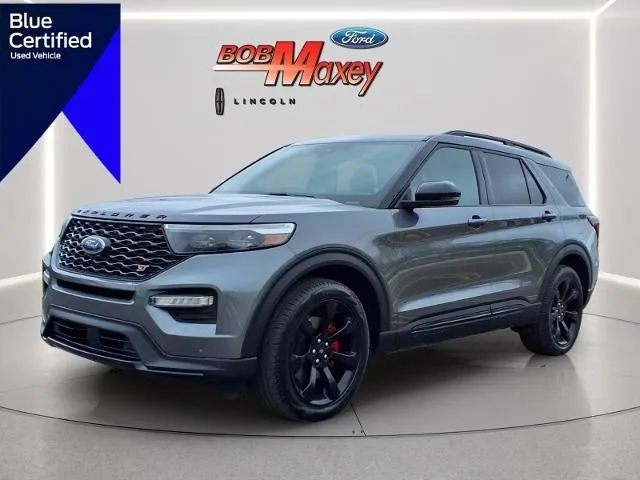 2024 Ford Explorer ST in Agate Black Um — front three-quarter view