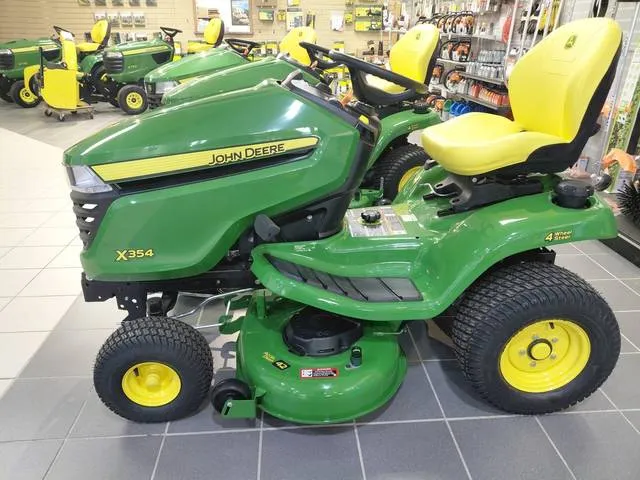 2026 John Deere X354 42" Deck — front three-quarter view