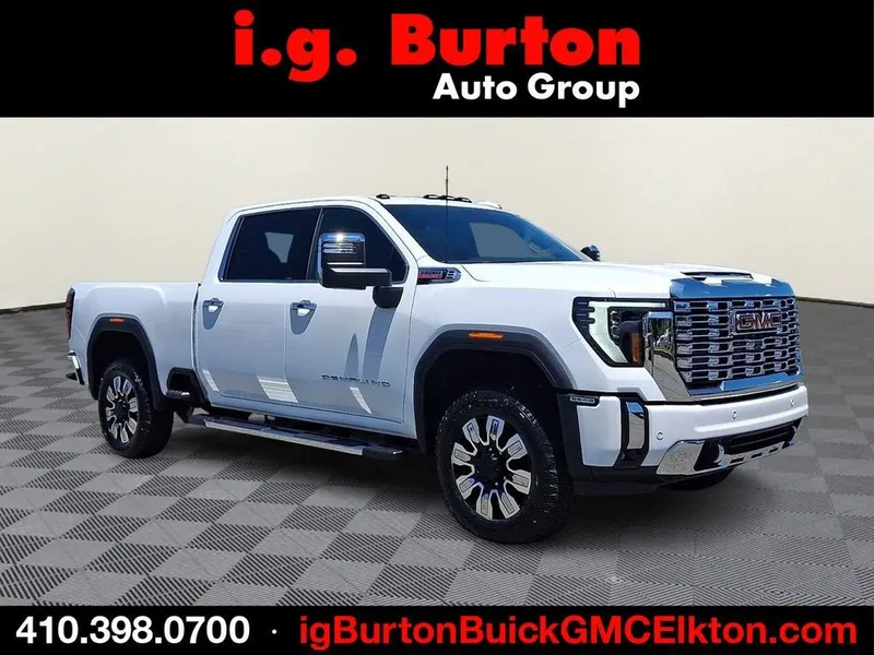 2026 GMC Sierra 2500 HD Denali in Summit White — front three-quarter view