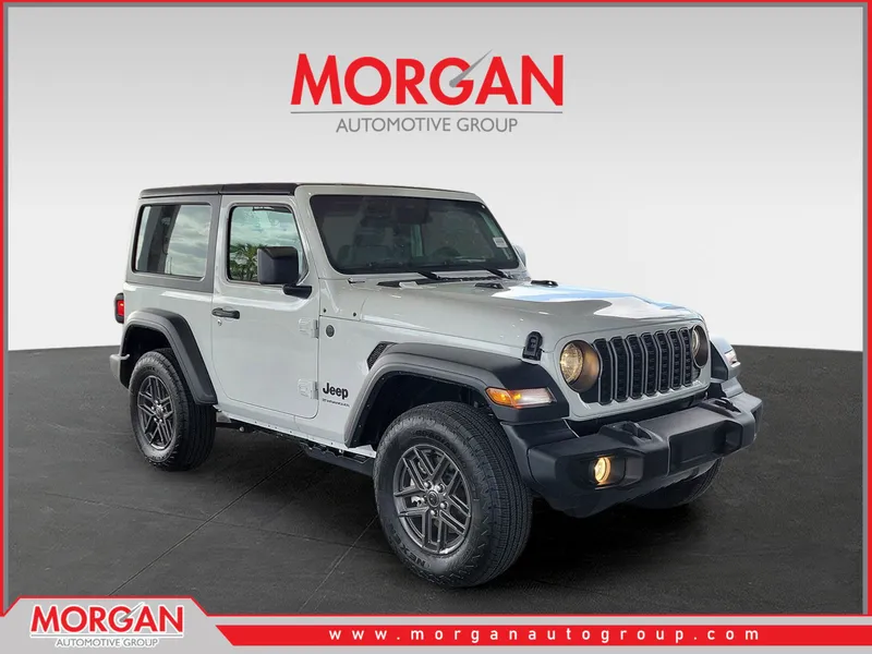2026 Jeep Wrangler Sport S in Bright White Clearcoat — front three-quarter view