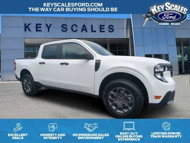 2026 Ford Maverick XLT in Oxford White — front three-quarter view