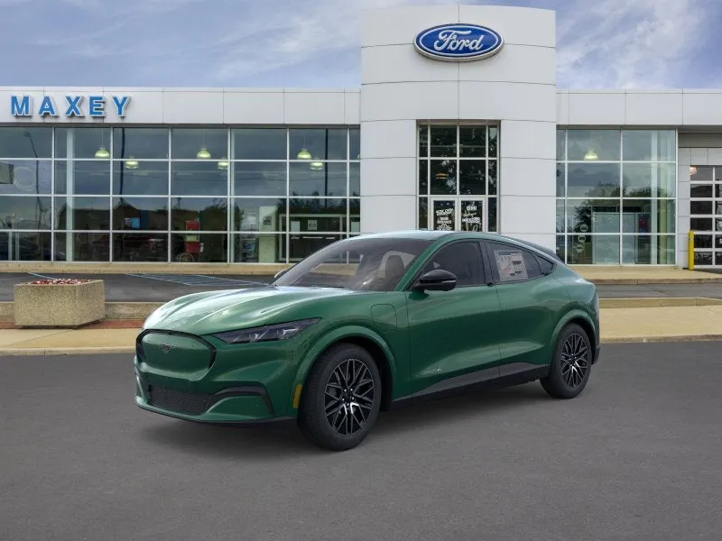 2026 Ford Mustang Mach-E Premium in Eruption Green Metallic — front three-quarter view