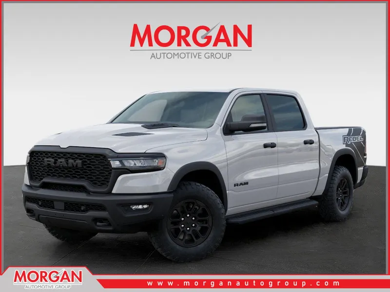 2026 Ram 1500 Rebel in White — front three-quarter view