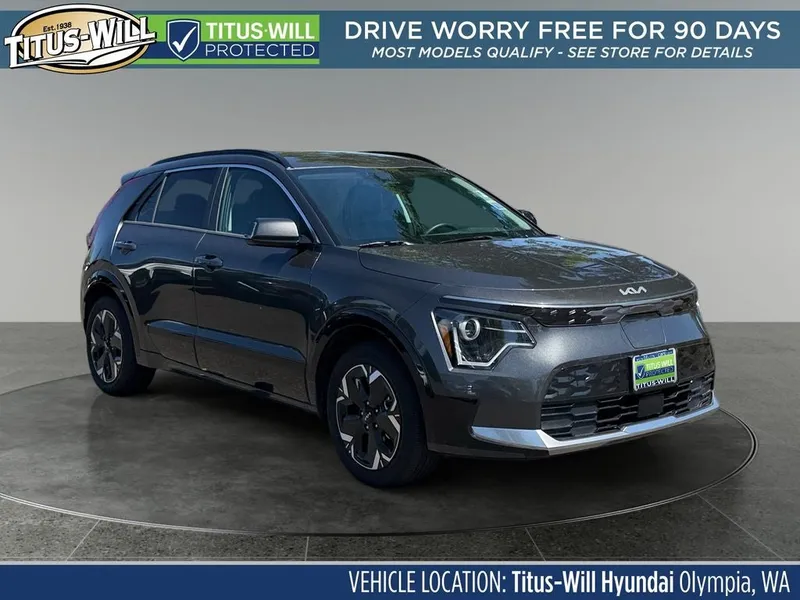 2025 Kia Niro EV Wind in Interstellar Gray — front three-quarter view