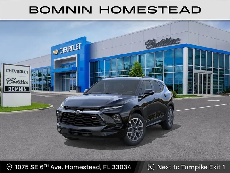 2026 Chevrolet Blazer RS in Black — front three-quarter view