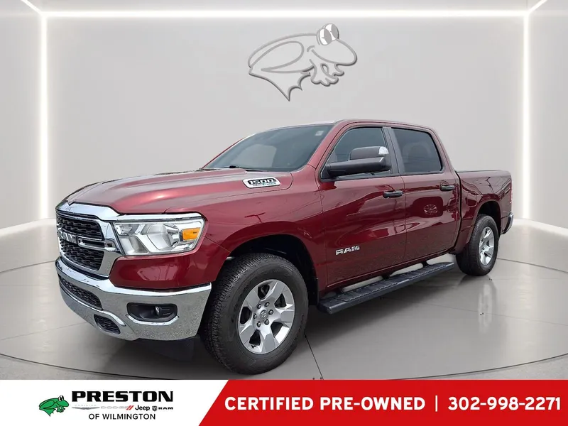2023 RAM 1500 Big Horn in Delmonico Red Pearlcoat — front three-quarter view
