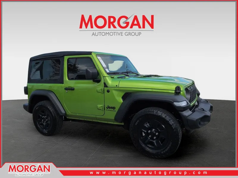2025 Jeep Wrangler Sport in Green — front three-quarter view