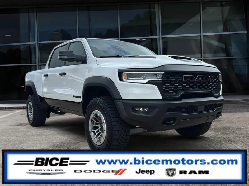2026 RAM Ram 1500 RHO Crew Cab 4x4 in Bright White Clear-Coat Exterior Paint — front three-quarter view