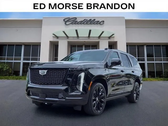 2026 Cadillac Escalade Platinum Sport in Black Raven — front three-quarter view
