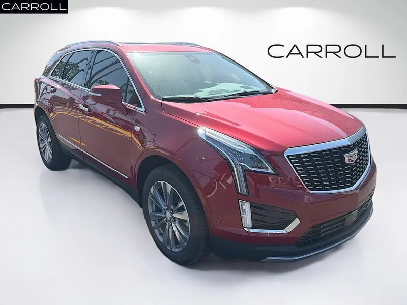 2026 Cadillac XT5 Premium Luxury in Radiant Red Tintcoat — front three-quarter view