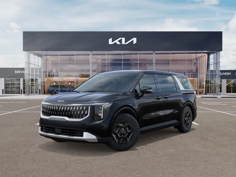 2026 Kia Carnival LXS in Panthera Metal — front three-quarter view