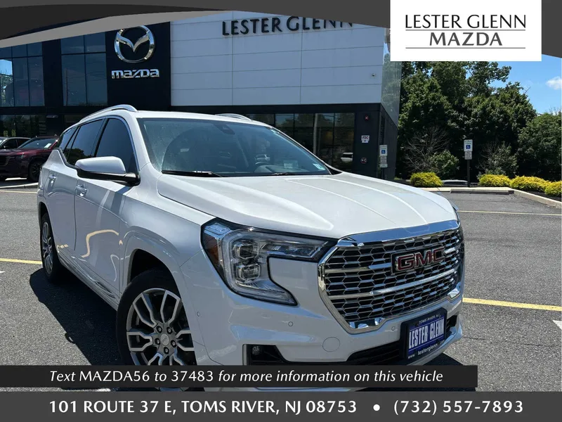 2023 GMC Terrain Denali in White Frost Tricoat — front three-quarter view