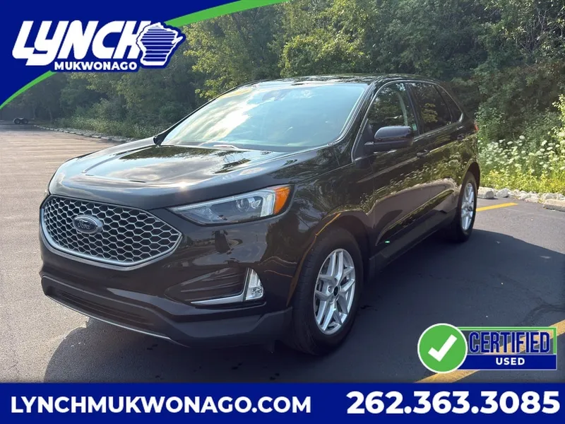 2024 Ford Edge SEL in Agate Black Metallic — front three-quarter view