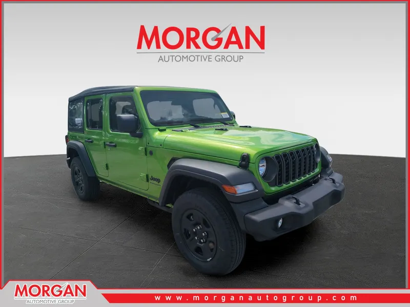2026 Jeep Wrangler Sport in Green — front three-quarter view