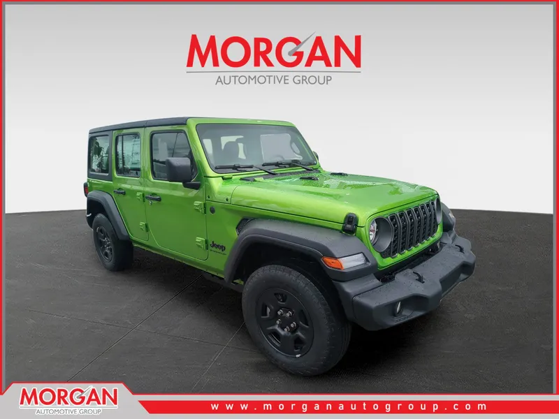 2026 Jeep Wrangler Sport in Green — front three-quarter view