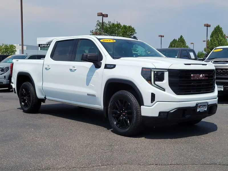 2023 GMC Sierra 1500 Elevation in Summit White — front three-quarter view