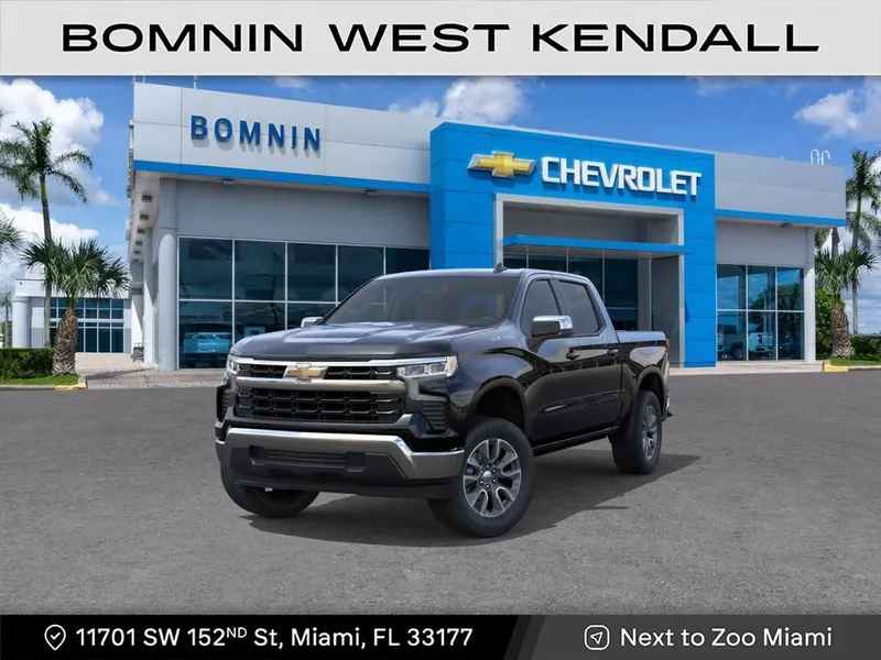 2026 Chevrolet Silverado 1500 LT in Black — front three-quarter view