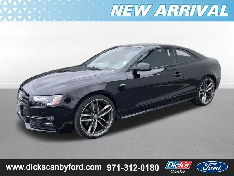 2016 Audi S5 Premium Plus in Black — front three-quarter view