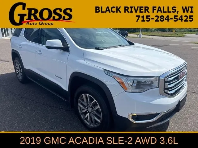 2019 GMC Acadia SLE-2 in White — front three-quarter view