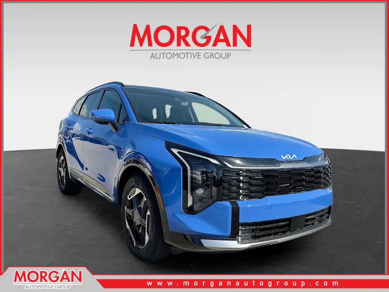 2026 Kia Sportage SX in Nebular Blue — front three-quarter view
