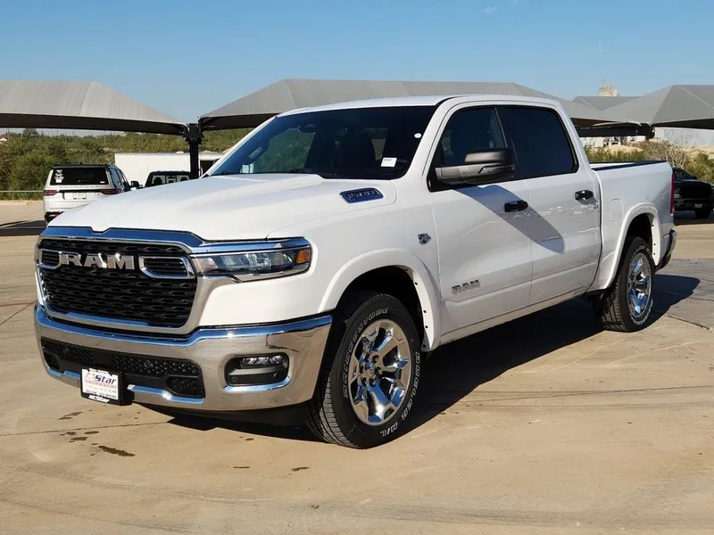 2026 RAM 1500 Big Horn/Lone Star in Bright White Clearcoat — front three-quarter view