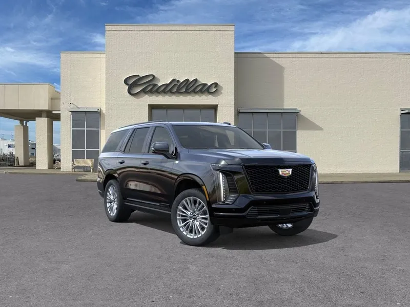 2026 Cadillac Escalade Platinum Sport in Black Raven — front three-quarter view