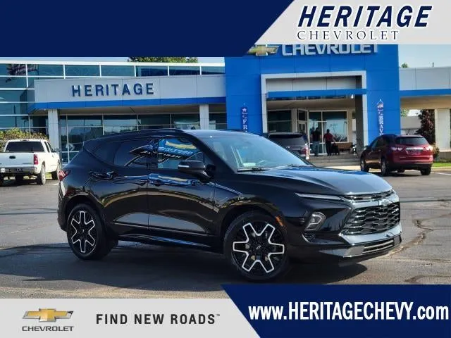 2024 Chevrolet Blazer RS in Black — front three-quarter view