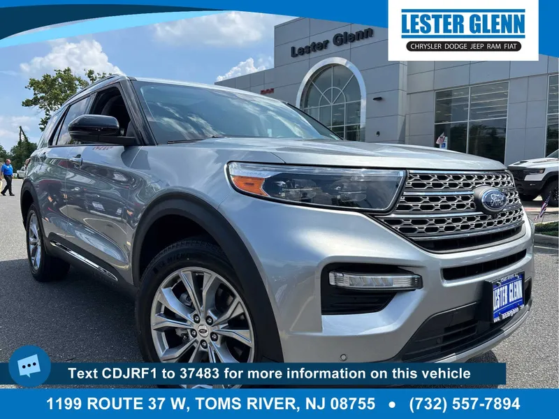 2023 Ford Explorer Limited in Iconic Silver — front three-quarter view