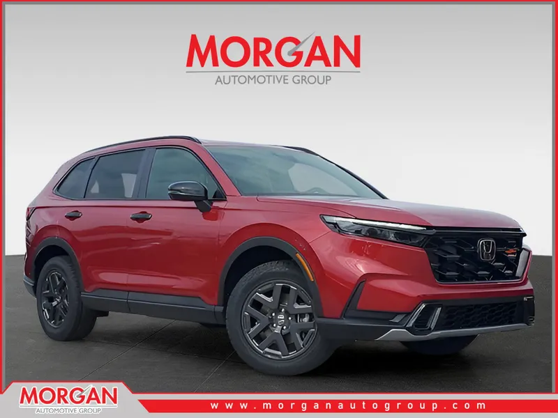 2026 Honda CR-V Hybrid TrailSport in Radiant Red Metallic — front three-quarter view