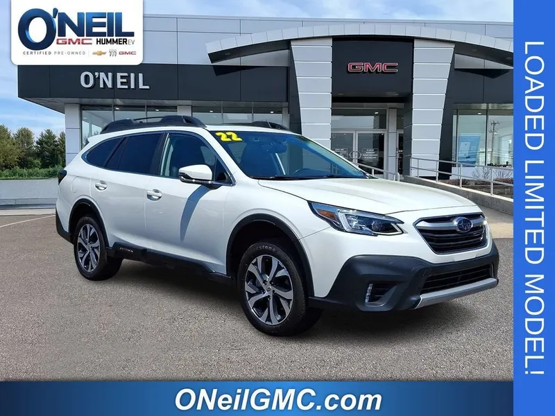 2022 Subaru Outback Limited in White — front three-quarter view