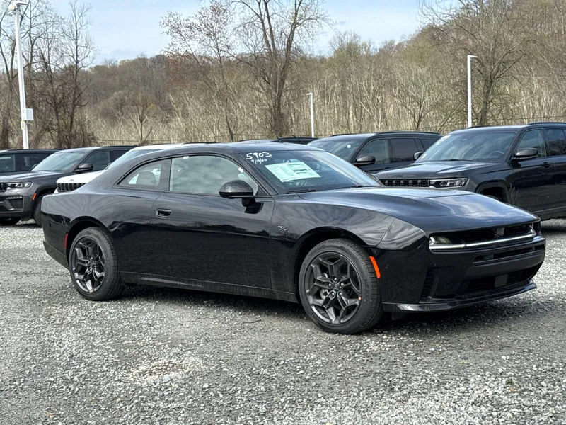 2026 Dodge Charger R/T Plus in Diamond Black Crystal Pearlcoat — front three-quarter view
