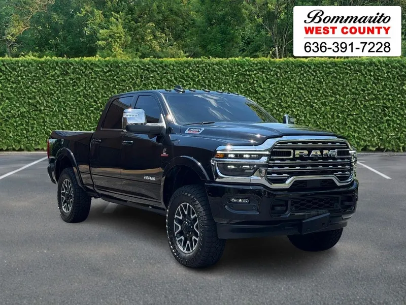2025 RAM 2500 Longhorn 4x4 Crew Cab 6'4" Box in Diamond Black Crystal Pearlcoat — front three-quarter view