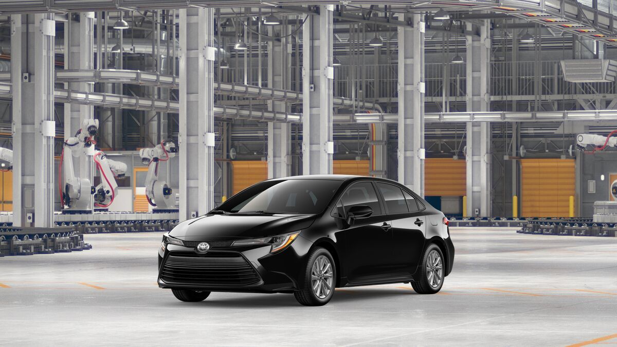 2026 Toyota Corolla LE in Midnight Black Metallic — front three-quarter view