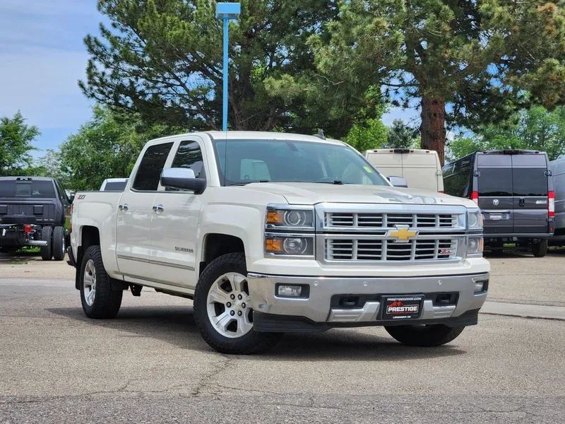 2015 Chevrolet Silverado 1500 2LZ in White Diamond Tricoat — front three-quarter view