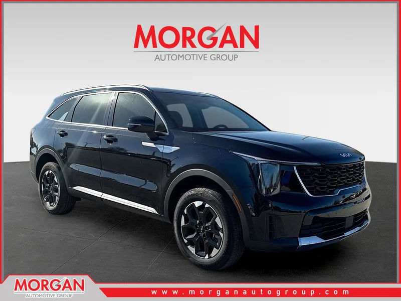 2026 Kia Sorento S in Ebony Black — front three-quarter view