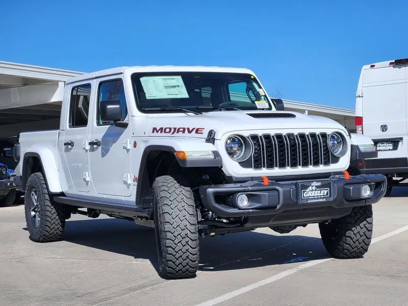 2026 Jeep Gladiator GLADIATOR MOJAVE 4X4 in Bright White Clear-Coat Exterior Paint — front three-quarter view