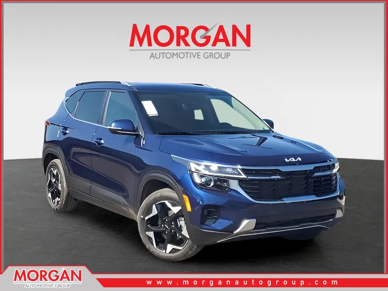 2026 Kia Seltos EX in Blue — front three-quarter view