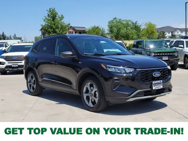 2025 Ford Escape ST-Line in Black Metallic — front three-quarter view