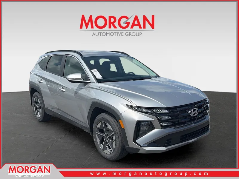 2026 Hyundai TUCSON SEL Premium in Shimmering Silver — front three-quarter view