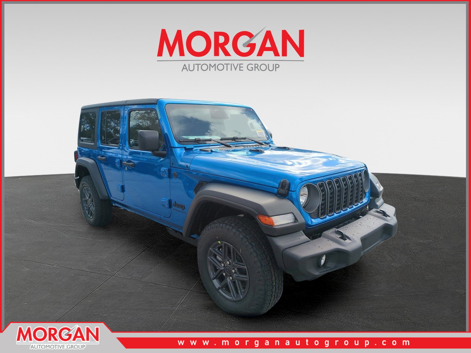 2026 Jeep Wrangler Sport S in Blue — front three-quarter view