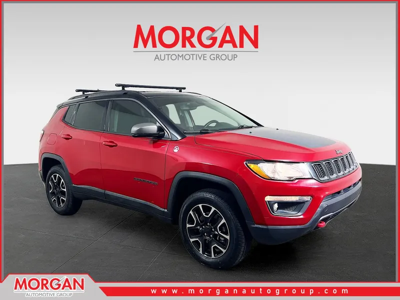 2019 Jeep Compass Trailhawk in Red — front three-quarter view