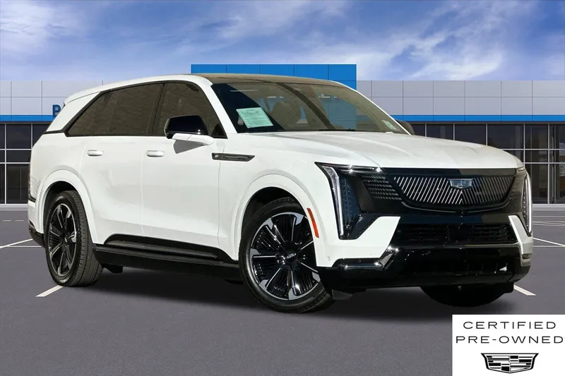 2025 Cadillac ESCALADE IQ Sport 2 in Summit White — front three-quarter view